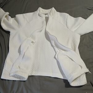 Brekenridge Woman 1X white 3/4 sleeve quilted  full zip cotton/polly pockets